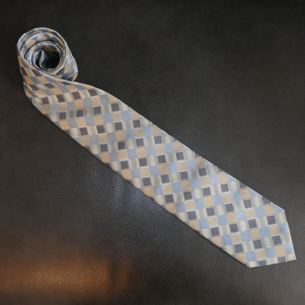 GEORGE MEN'S HANDMADE NECK TIE - GEOMETRIC SQUARES